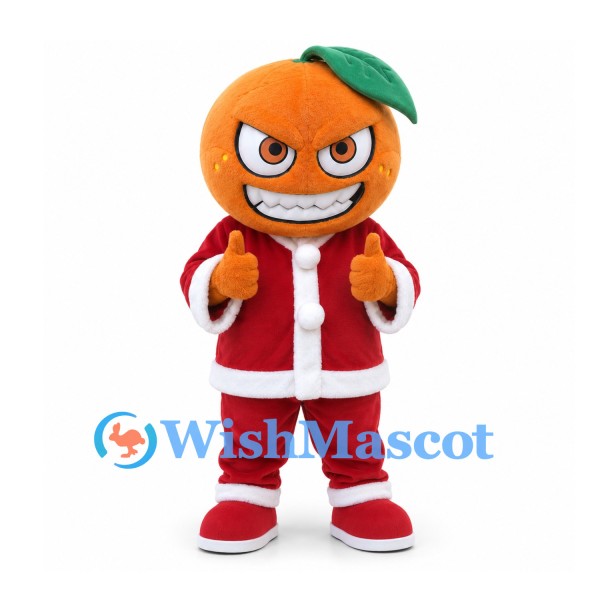 Orange Mascot Costume in Red Santa Suit