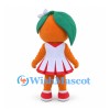 Orange Mascot Costume in White and Red Cheerleader Dress