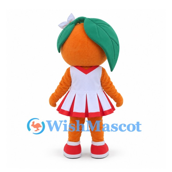 Orange Mascot Costume in White and Red Cheerleader Dress