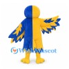 Bird Mascot Costume in Blue and Yellow with Spread Wings