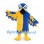 Bird Mascot Costume in Blue and Yellow with Spread Wings