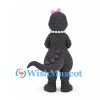 Lizard Mascot Costume in Dark Gray with Pink Bow and Pearl Style Necklace