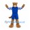 Cougar Mascot Costume in Blue Sports Uniform with Checkered Sleeves