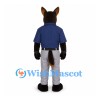 Police Dog Mascot Costume with Navy Shirt and Gray Pants