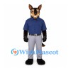 Police Dog Mascot Costume with Navy Shirt and Gray Pants