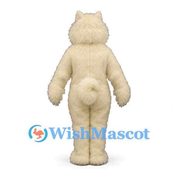 Terrier Dog Mascot Costume in White with Fluffy Fur