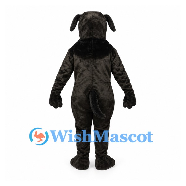 Dog Mascot Costume in Black with Floppy Ears and Long Tail