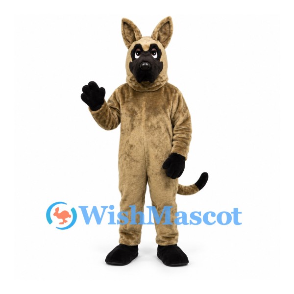 German Shepherd Dog Mascot Costume in Tan with Black Muzzle