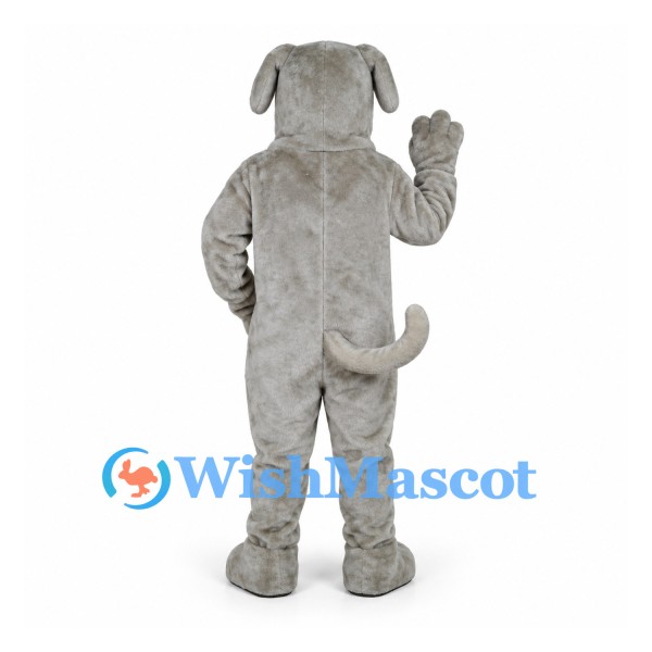 Dog Mascot Costume in Gray with Floppy Ears and Curved Tail