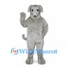Dog Mascot Costume in Gray with Floppy Ears and Curved Tail