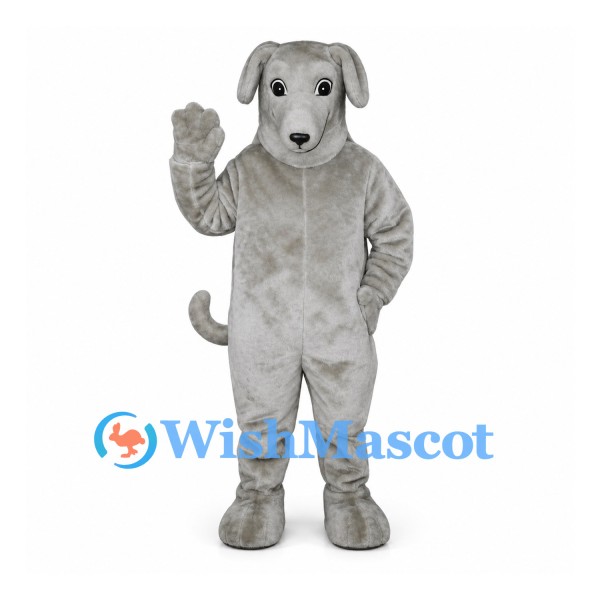 Dog Mascot Costume in Gray with Floppy Ears and Curved Tail