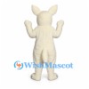 Dog Mascot Costume in White with Brown Eye Patch and Pointed Ears