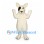 Dog Mascot Costume in White with Brown Eye Patch and Pointed Ears