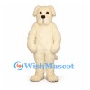 Dog Mascot Costume in Cream with Floppy Ears and Fuzzy Fur