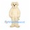 Dog Mascot Costume in Cream with Floppy Ears and Fuzzy Fur