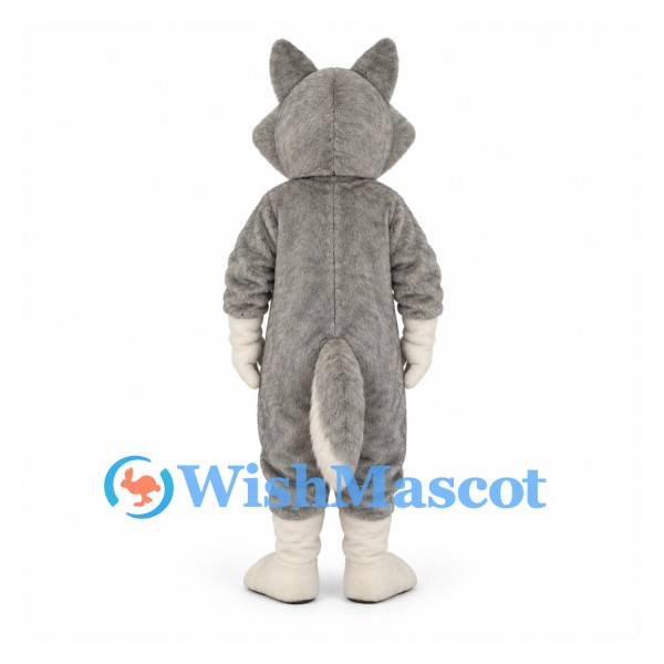 Husky Dog Mascot Costume in Gray and White with Blue Eyes