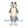 Husky Dog Mascot Costume in Gray and White with Blue Eyes