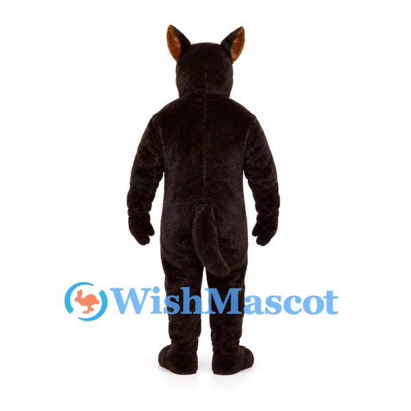 Doberman Dog Mascot Costume in Black and Tan with Pointed Ears