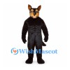 Doberman Dog Mascot Costume in Black and Tan with Pointed Ears