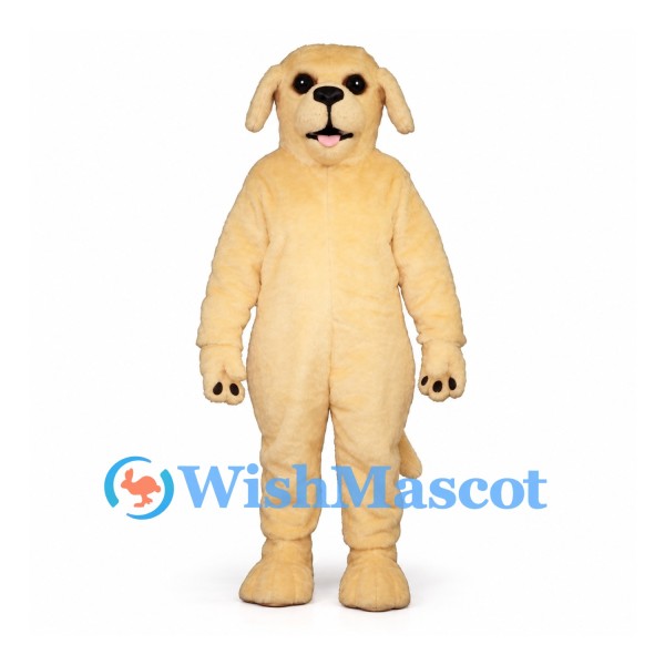 Dog Mascot Costume in Tan with Floppy Ears and Rounded Muzzle