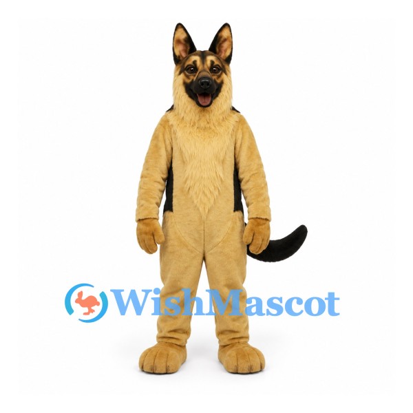 German Shepherd Dog Mascot Costume with Tan Body and Black Back
