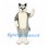 Husky Dog Mascot Costume in Gray with White Chest and Curled Tail