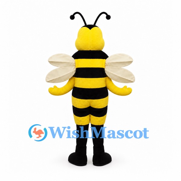 Bee Mascot Costume with Yellow Face and Four Pale Wings