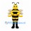 Bee Mascot Costume with Yellow Face and Four Pale Wings