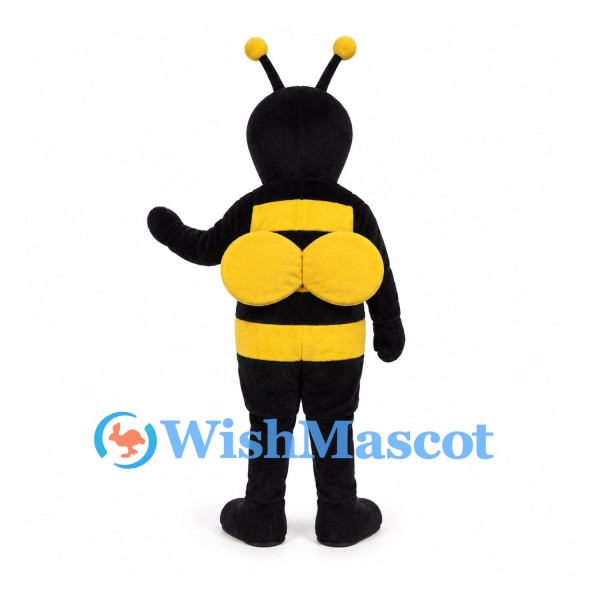 Bee Mascot Costume with Black Body and Yellow Wing Details