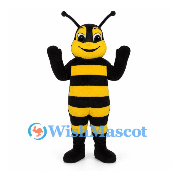 Bee Mascot Costume with Long Antennae and White Wings