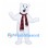 Bear Mascot Costume in White with Red Tartan Scarf