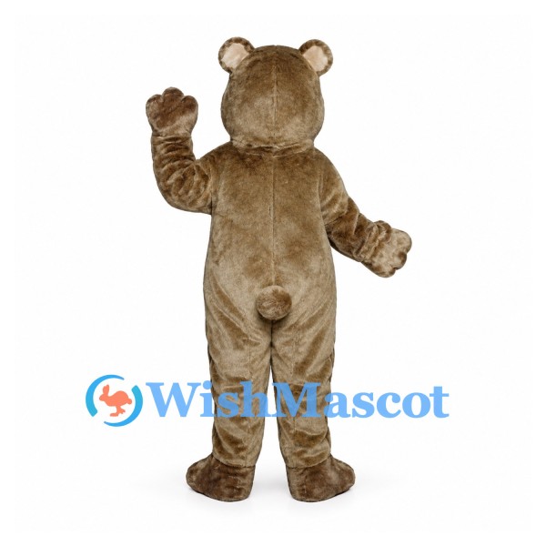 Bear Mascot Costume in Gray Brown with Blue Eyes