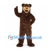 Bear Mascot Costume in Brown with Open Mouth and White Teeth
