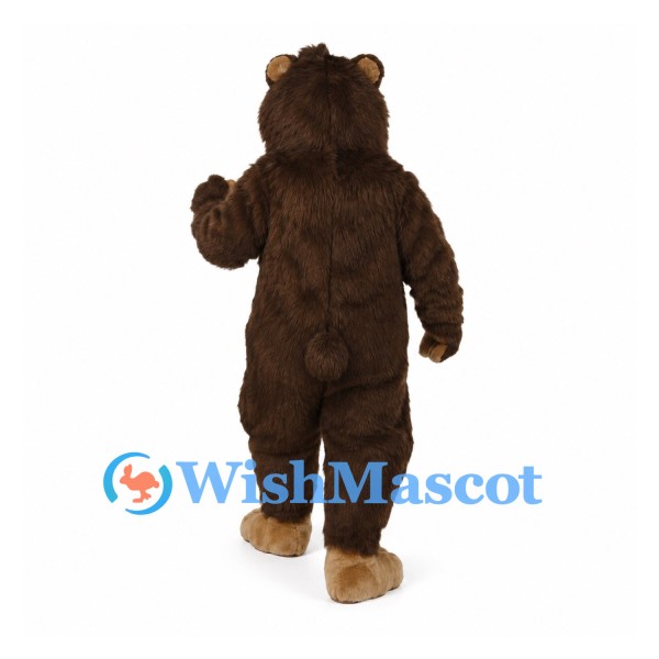Bear Mascot Costume in Dark Brown with Tan Muzzle and Feet