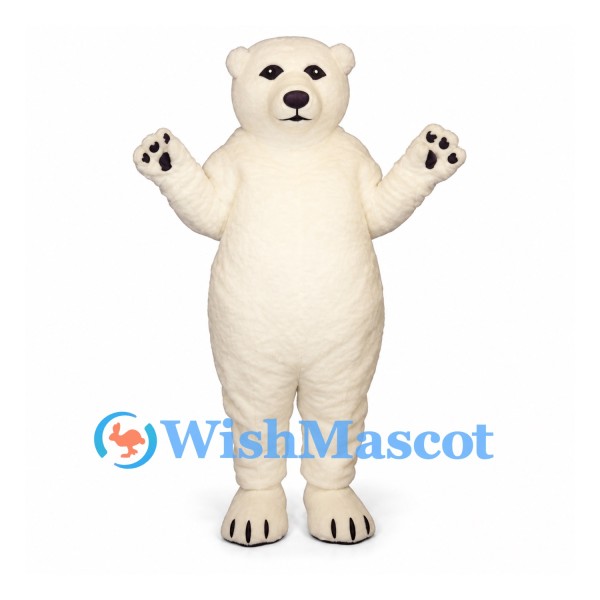 Bear Mascot Costume in Cream with Black Paw Pads
