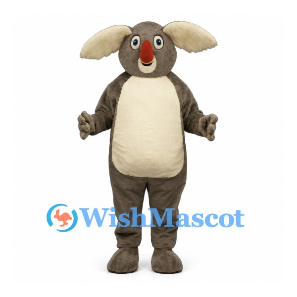 Koala Mascot Costume in Gray with Large Cream Ears and Belly