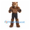 Bear Mascot Costume with Muscular Brown Body and Black Shorts