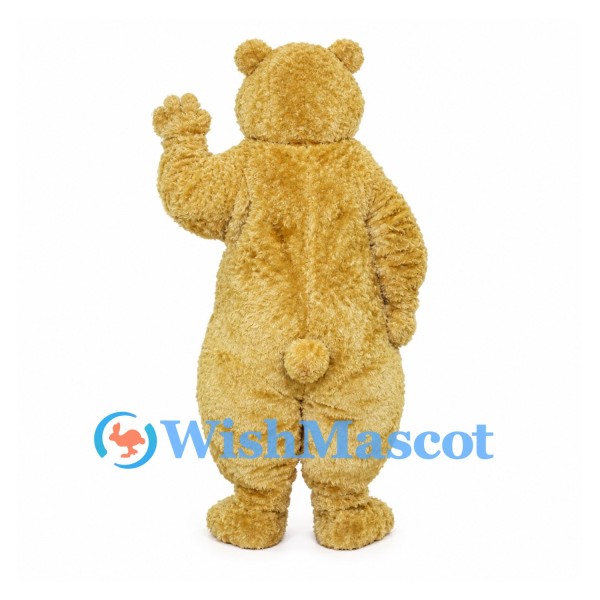 Bear Mascot Costume in Gold with Curly Plush Appearance