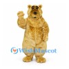 Bear Mascot Costume in Gold with Curly Plush Appearance