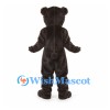 Bear Mascot Costume in Black with Tan Muzzle and Curly Head Fur