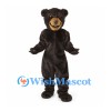 Bear Mascot Costume in Black with Tan Muzzle and Curly Head Fur