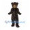 Bear Mascot Costume in Black with Tan Muzzle and Curly Head Fur