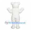 Bear Mascot Costume in White with Round Ears and Small Black Nose