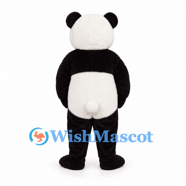 Panda Mascot Costume in Black and White with Oval Belly