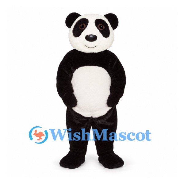 Panda Mascot Costume in Black and White with Oval Belly