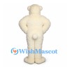Bear Mascot Costume in Cream with Fluffy Fur and Large Paws