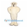 Bear Mascot Costume in Cream with Fluffy Fur and Large Paws