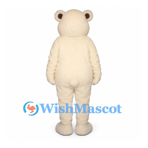 Bear Mascot Costume in Cream with Large Oval Nose