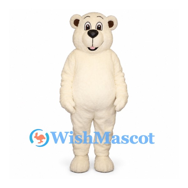 Bear Mascot Costume in Cream with Large Oval Nose