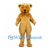 Bear Mascot Costume in Gold with Blue Eyes and Dark Muzzle
